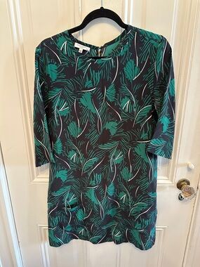 Equipment Emerald and Black Mini Silk Dress